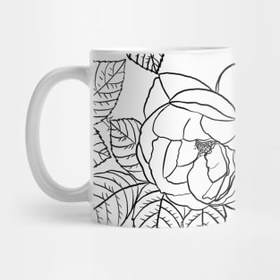 Elegant hand-drawn Roses Floral Black White Design Mug